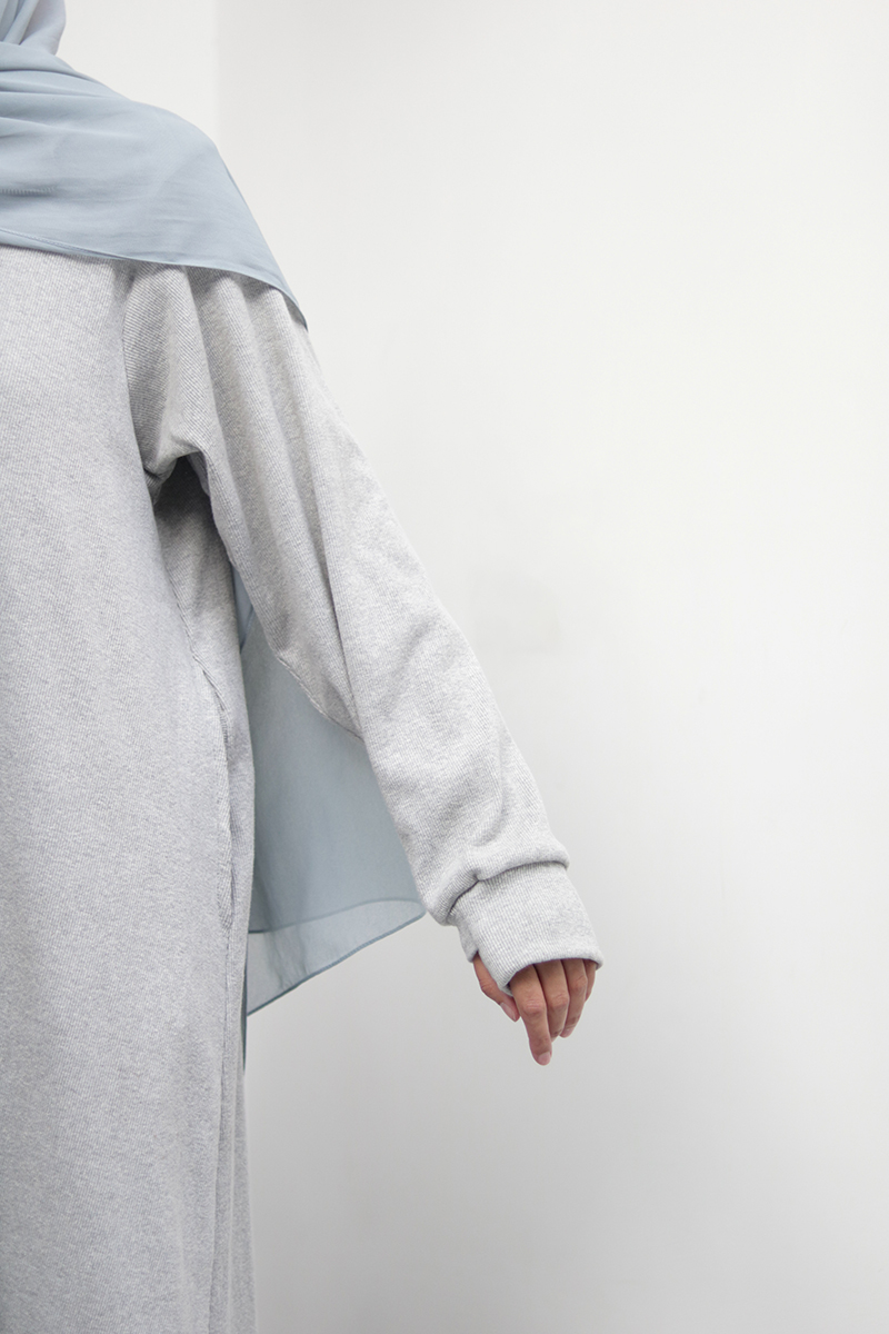 Light Grey Knit Abaya 7 Light Grey Knit Abaya - Image 7