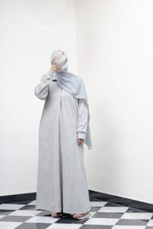 Light Grey Knit Abaya