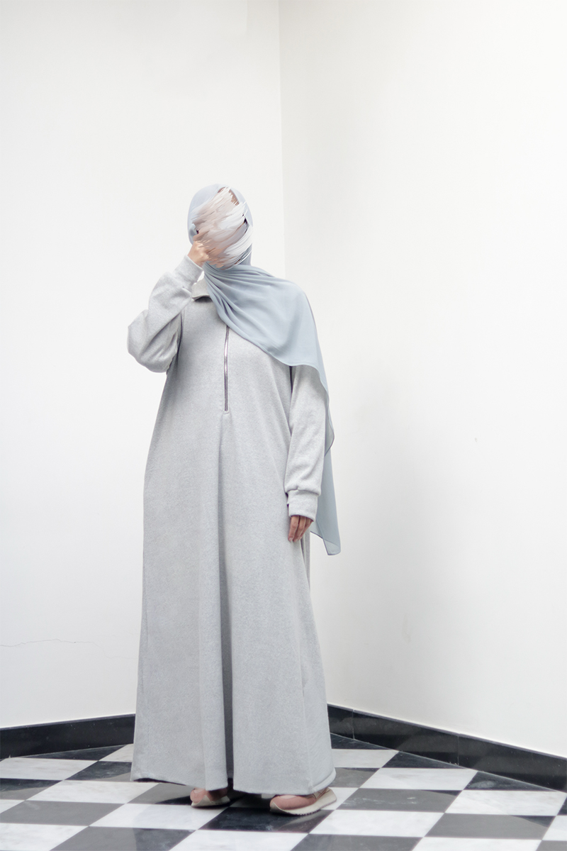 Light Grey Knit Abaya 1 Light Grey Knit Abaya