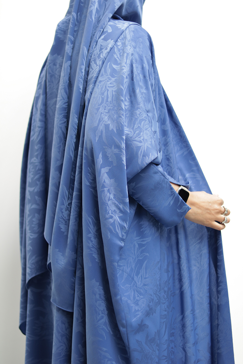 Fleur Blue Silk Abaya 12 Fleur Blue Silk Abaya - Image 12
