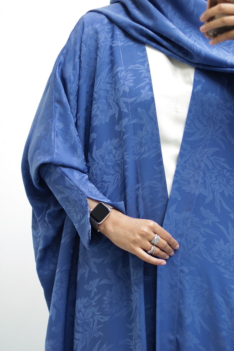 Fleur Blue Silk Abaya 11 Fleur Blue Silk Abaya - Image 11