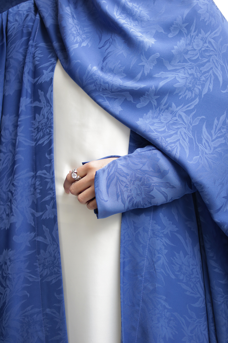 Fleur Blue Silk Abaya 10 Fleur Blue Silk Abaya - Image 10