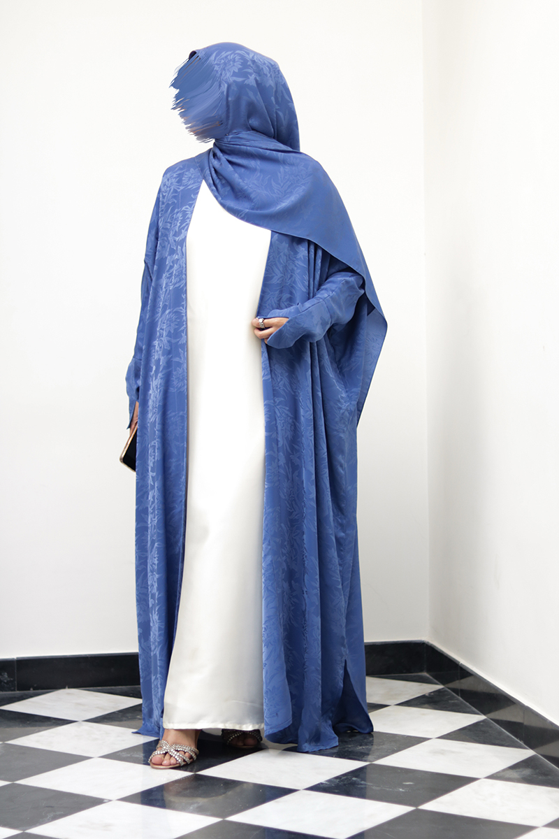 Fleur Blue Silk Abaya 7 Fleur Blue Silk Abaya - Image 7