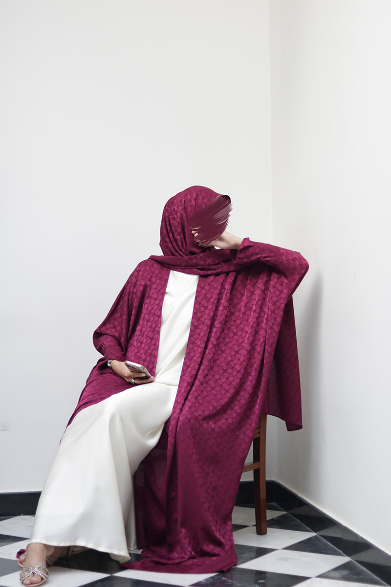 Garnet Silk Abaya 10 Garnet Silk Abaya - Image 10