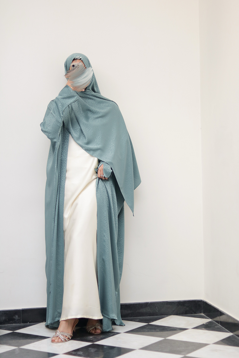 Jade Mist Silk Abaya 9 Jade Mist Silk Abaya - Image 9
