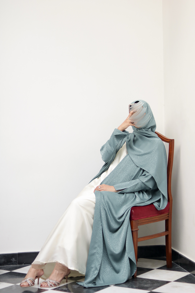 Jade Mist Silk Abaya 5 Jade Mist Silk Abaya - Image 5