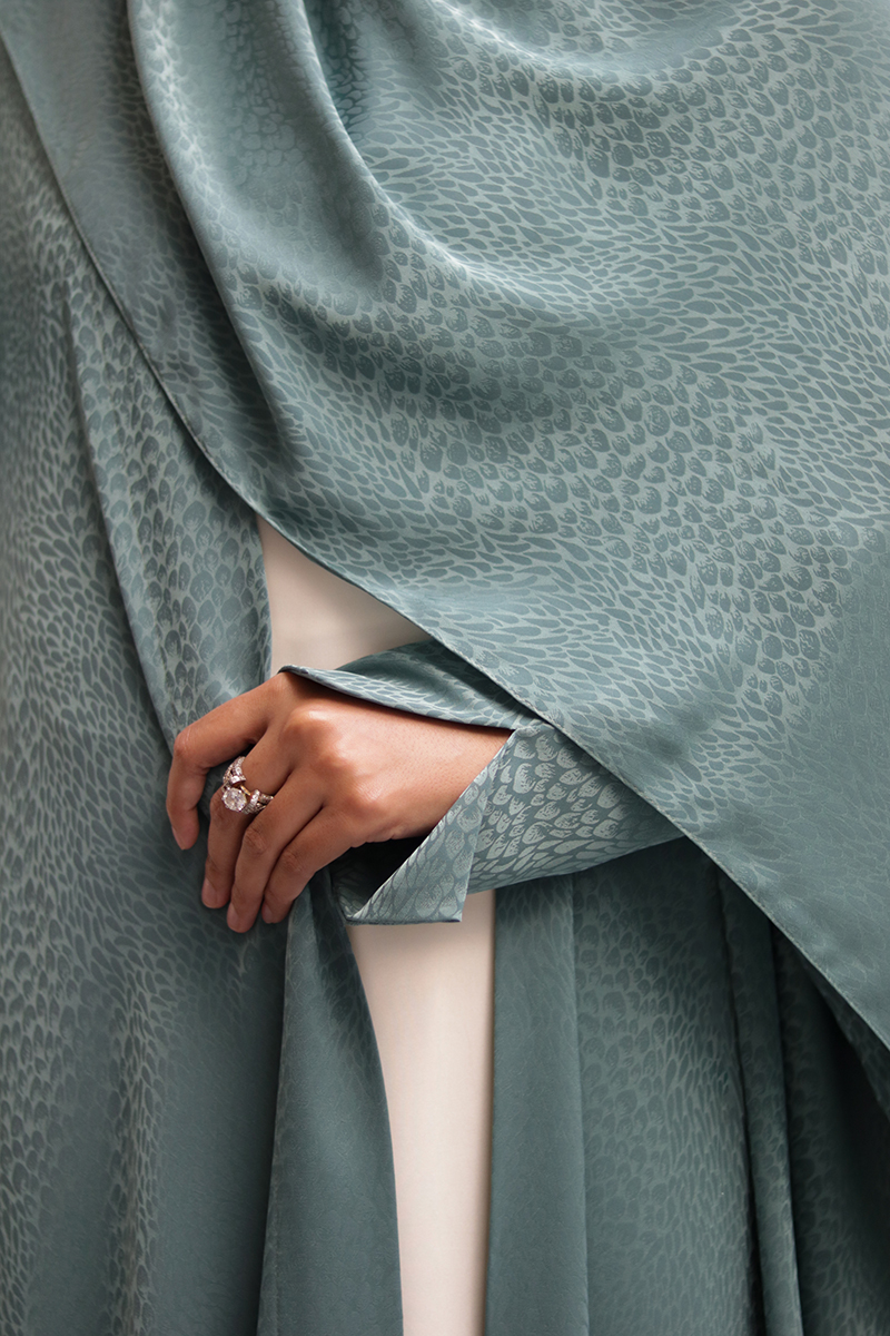 Jade Mist Silk Abaya 2 Jade Mist Silk Abaya - Image 2