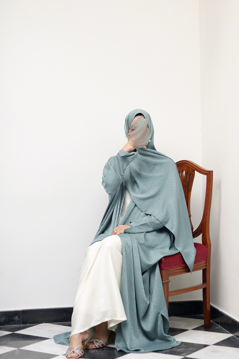 Jade Mist Silk Abaya 4 Jade Mist Silk Abaya - Image 4