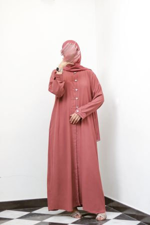 Toasted Terra Button-line Abaya