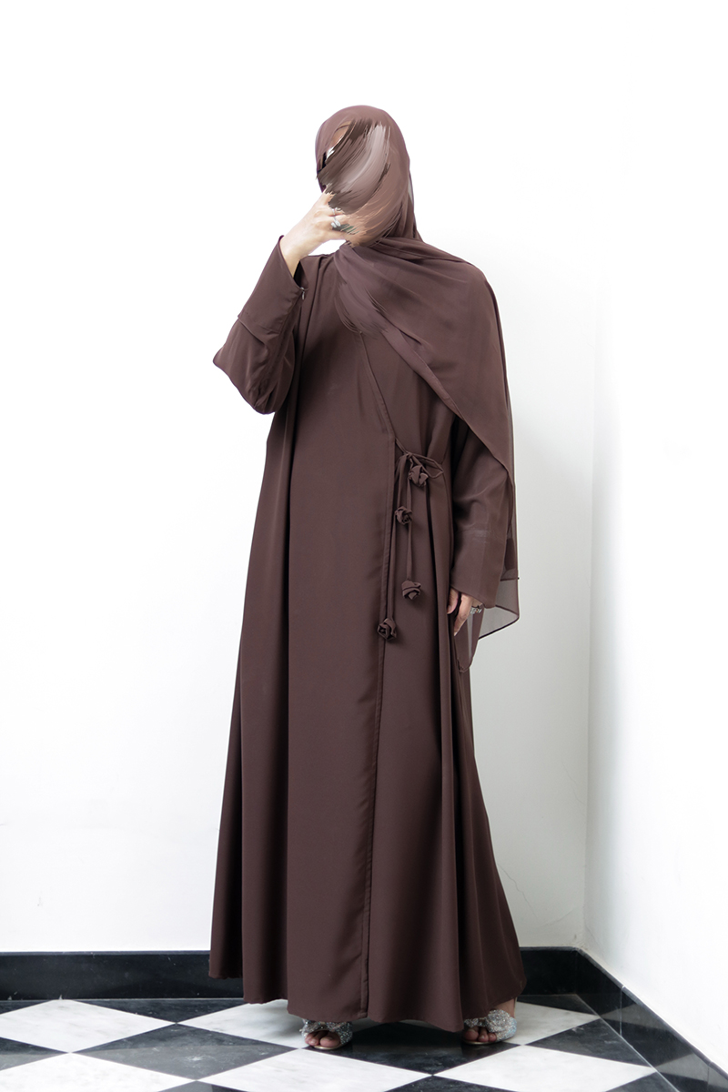 Brownie Rose Wrap Abaya 6 Brownie Rose Wrap Abaya - Image 6