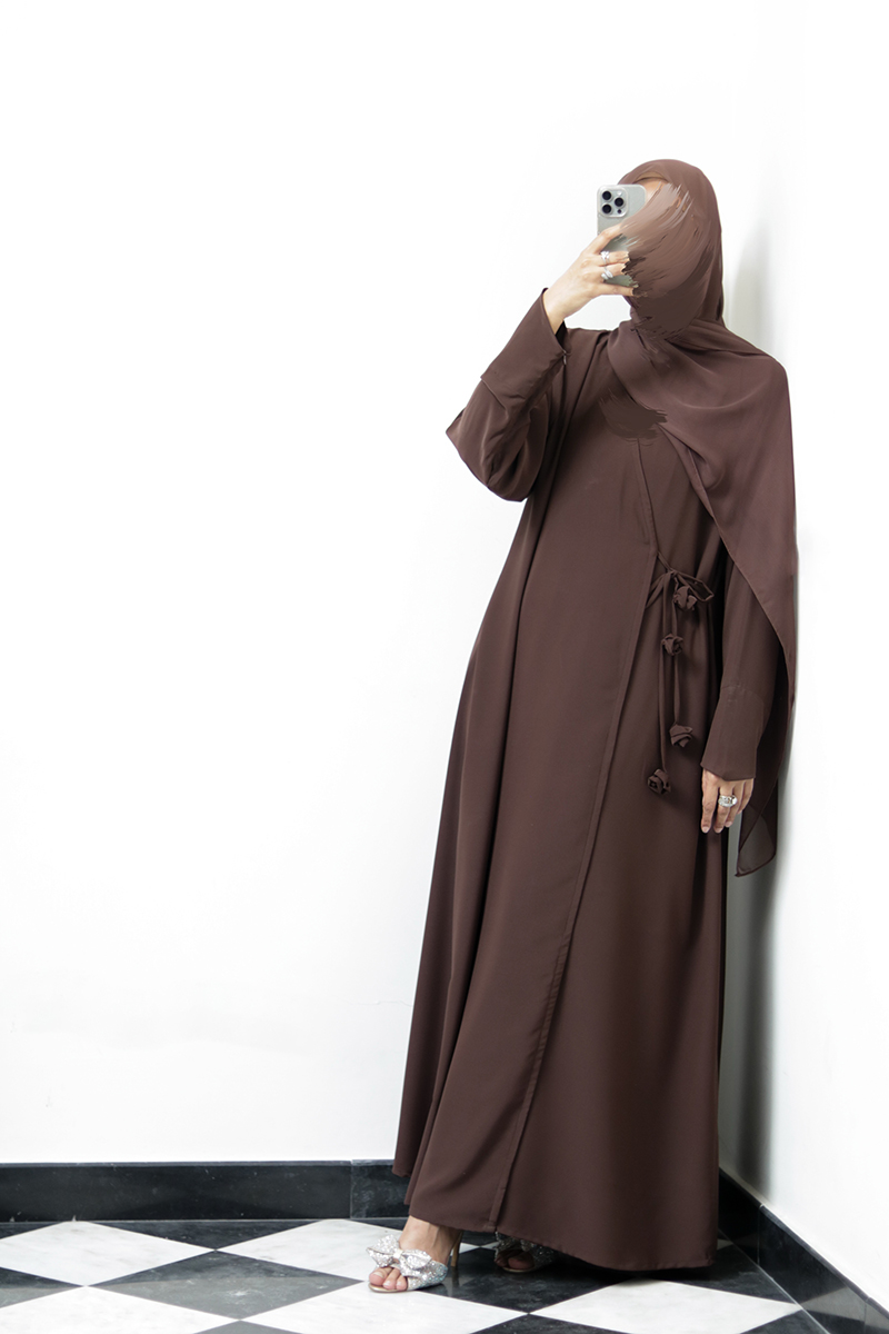 Brownie Rose Wrap Abaya 7 Brownie Rose Wrap Abaya - Image 7