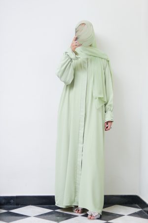 Pistachio Gelato Petal Buttoned Abaya