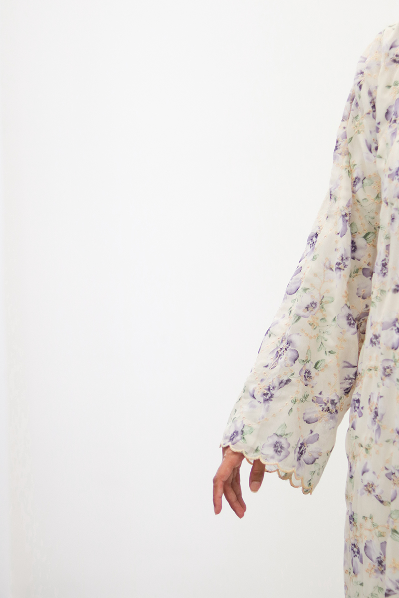Lavender Floral Embroidered Kimono Abaya 6 Lavender Floral Embroidered Kimono Abaya - Image 6