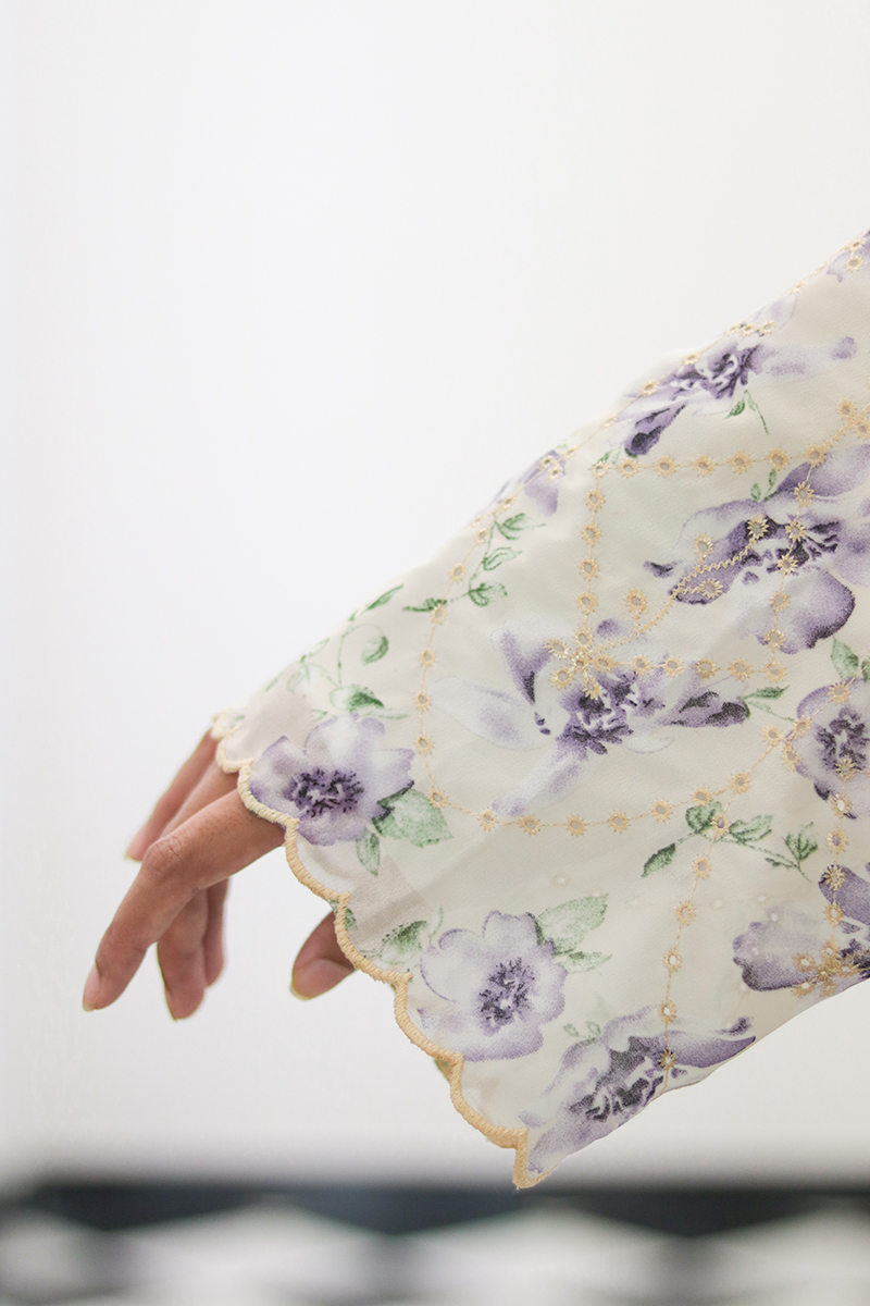 Lavender Floral Embroidered Kimono Abaya 5 Lavender Floral Embroidered Kimono Abaya - Image 5