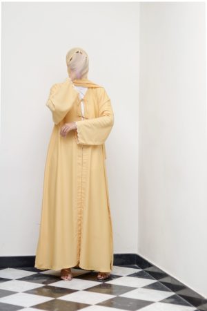 Lemonade Embroidered Kimono Abaya