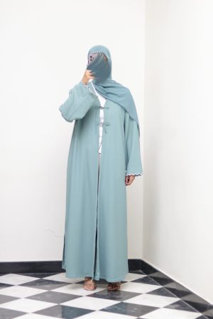 Oceanside Embroidered Kimono Abaya