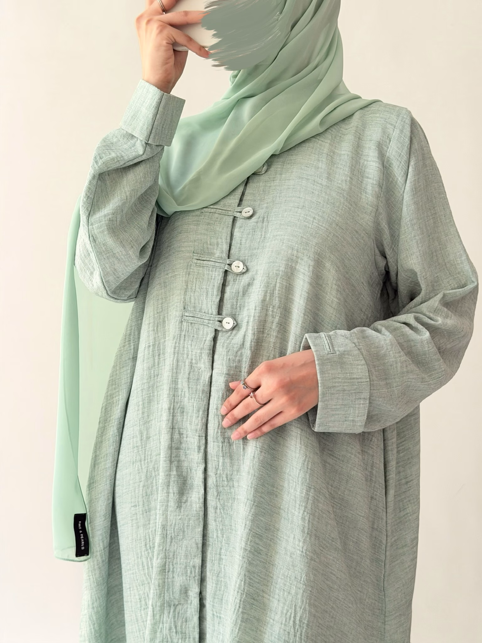 Eucalyptus Button-Line Abaya - Image 2
