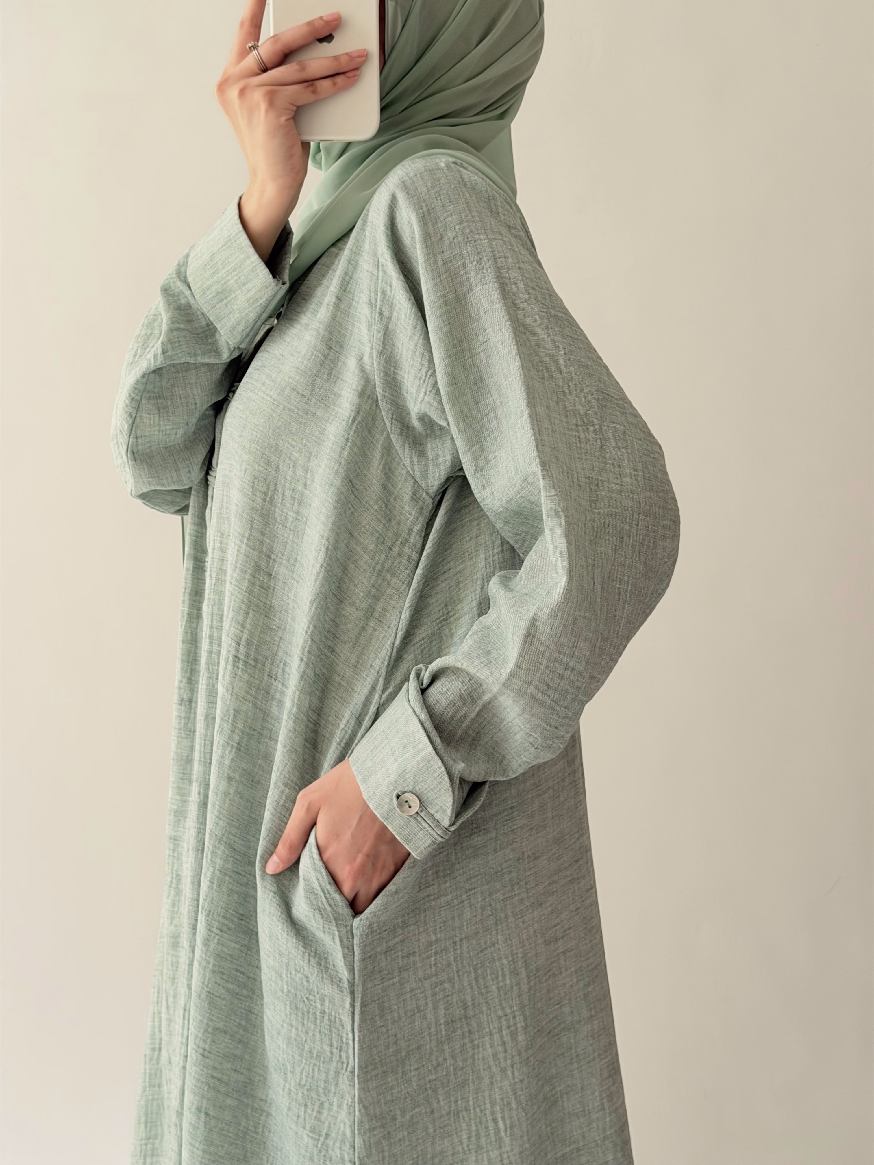 Eucalyptus Button-Line Abaya - Image 6