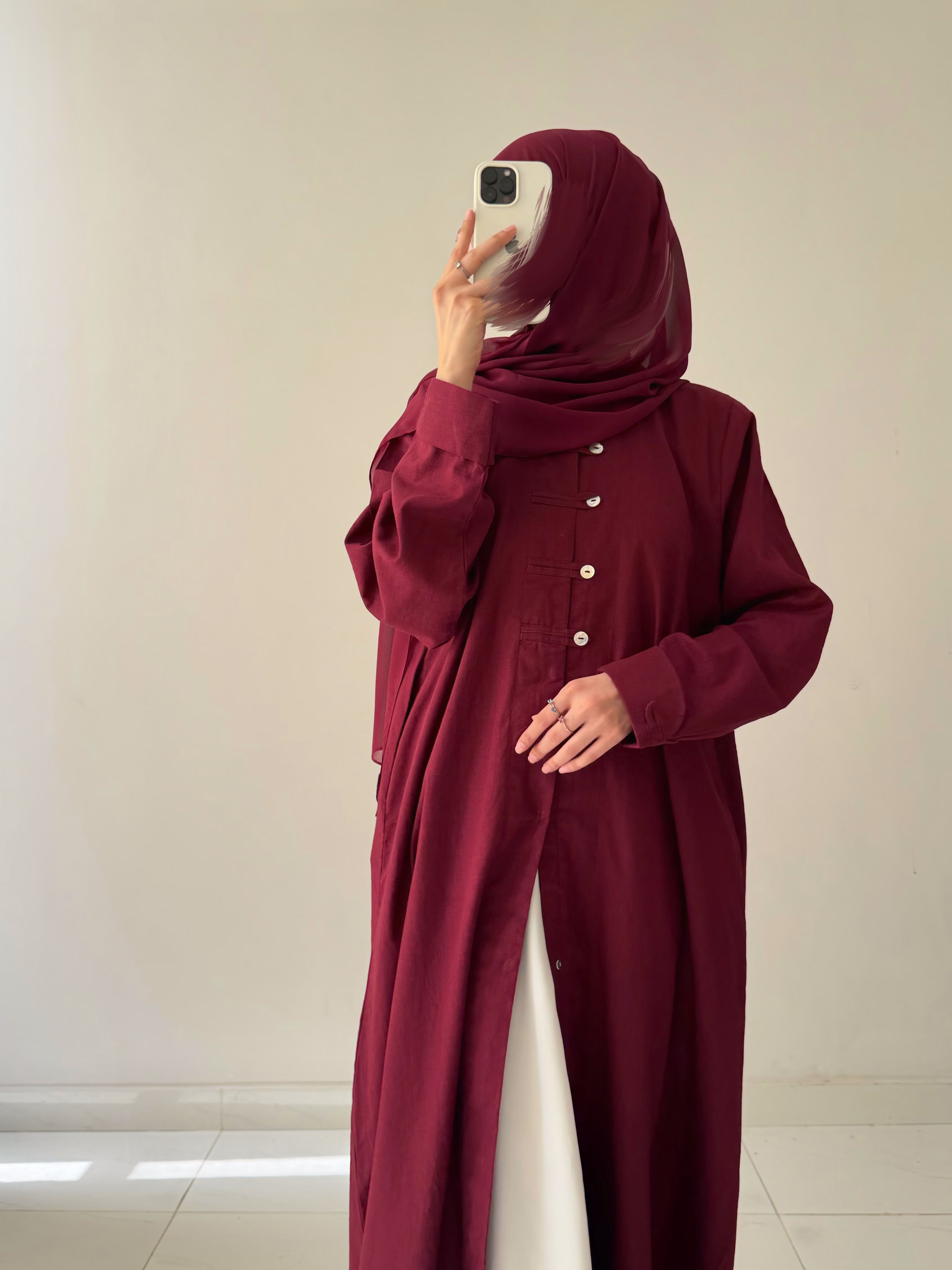 Rosewood Button-Line Abaya - Image 4