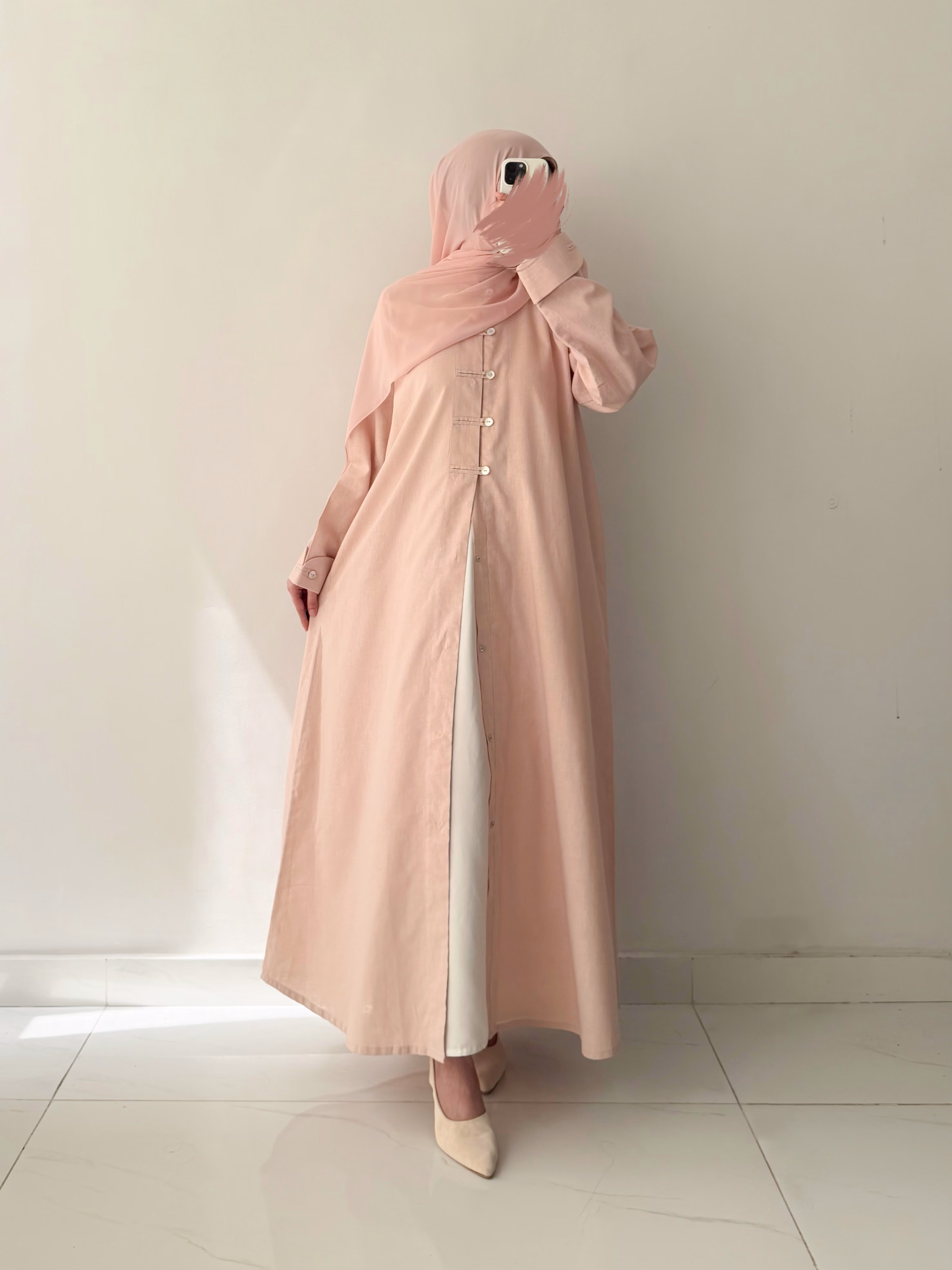 Soft Clay Button-Line Abaya